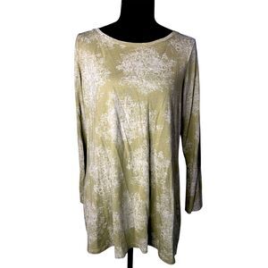 Pure Jill Womens Green Super Soft Tunic Shirt Sz PM Scoop Neck Artsy Cotton Soft